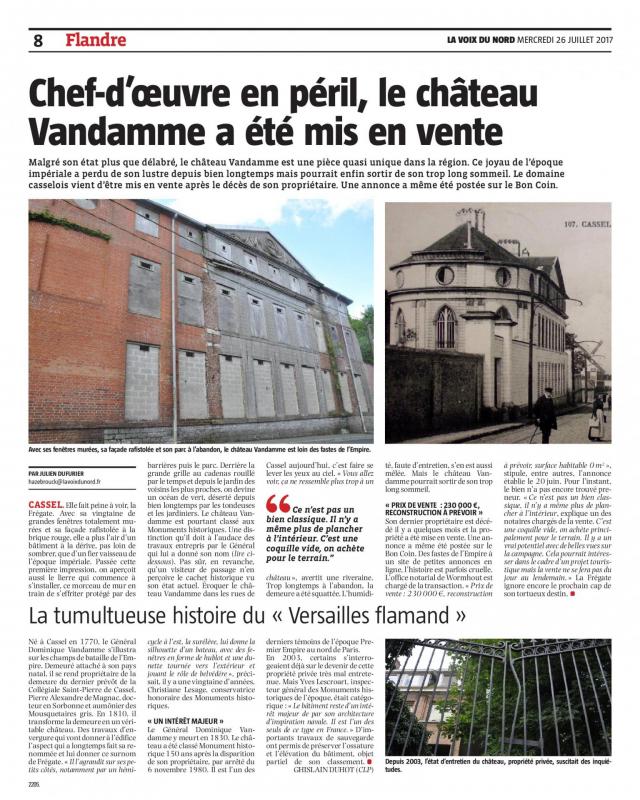 Revue de presse chateau vandamme 26 juillet 2017 la voix du nord 1